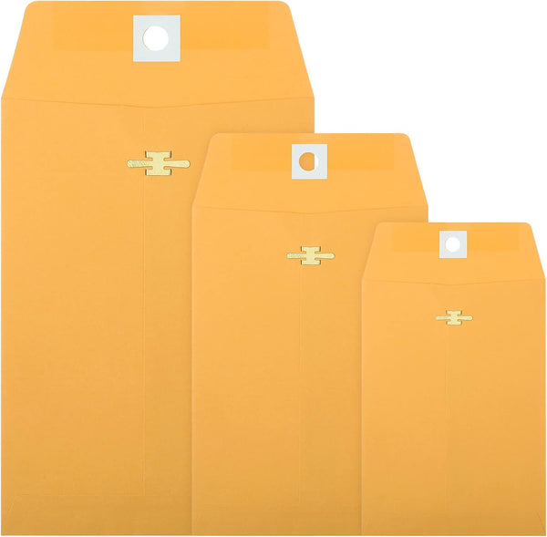 Zonon 100 Pieces Clasp Envelopes, Kraft Paper Catalog Clasp Envelope for Filing, Storing, Mailing Documents