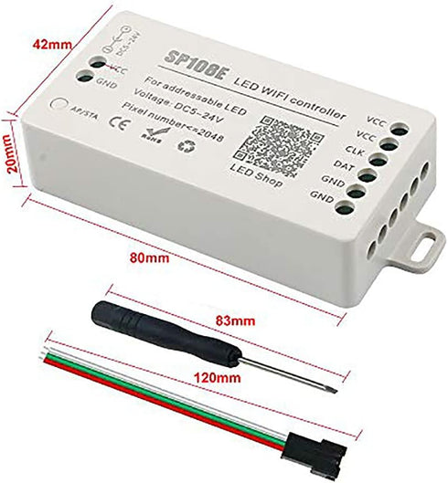 SP108E DC5V/12V/24V WS2812B WS2811 WS2815 WS2801 SK6812-RGBW WS2813 SK9822 RGBZONE WiFi LED Controller, Smart APP