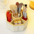 kaileyouxiangongsi 360-Degree Rotating Desk Organizer, 5 Compartments, Multi-Functional Storage Box, White+Yellow