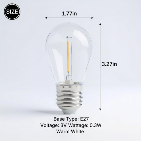 Bulb E27 3V 0.3W 2700K LED Light Base Replacement for Customized Special Table Lamp Battery Operated with Timer