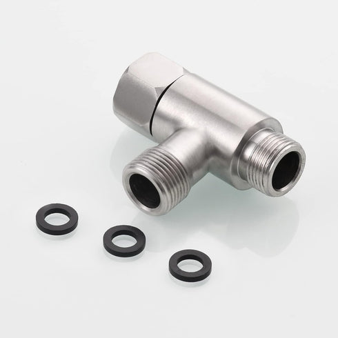 Add On Tee Fitting, Stainless Steel Toilet Water Supply Line Splitter, 3/8" x 3/8" x 3/8"