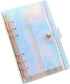 Clear Rainbow 6-Ring PVC Binder Cover, 2 Pcs, Holographic Notebook Protector with Button Closure