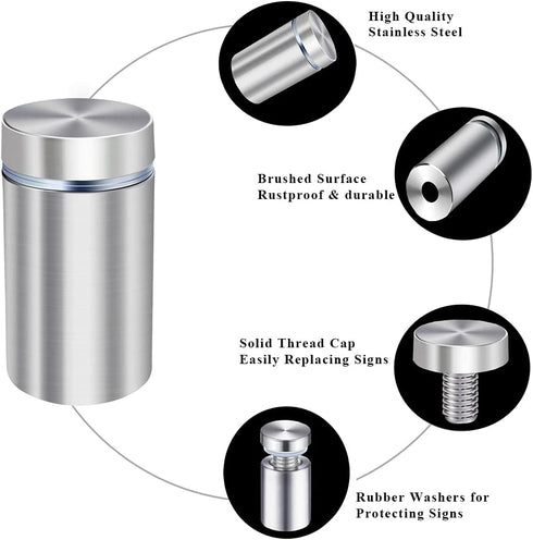 Osring 3/4 x 2 Inch Sign Standoff Screw Hardware, Stainless Steel Standoffs for Wall Mounting Acrylic Board