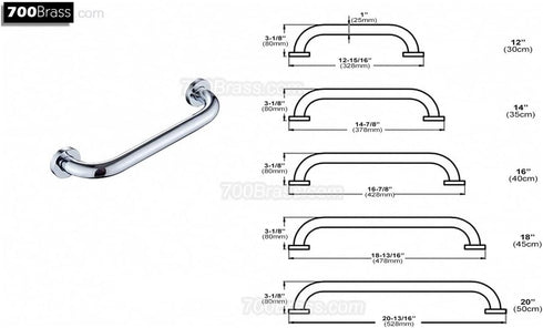 XXSLY 12-Inch 20 Inch) Grab Bars Shower Handle Hotel/Motel/Home Shower Safety, Solid Brass, Polished Chrome, Heavy-Duty