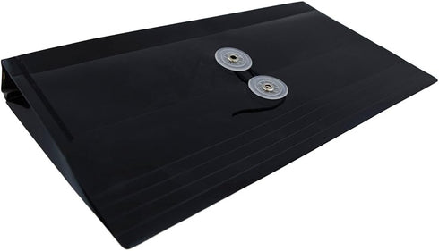 JAM PAPER Plastic Envelopes with Button & String Tie Closure, #10 Business Booklet, Black, 12/Pack