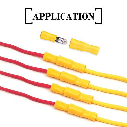Hilitchi 50Pairs Insulated Male Female Bullet Quick Splice Wire Terminals, Wire Crimp Connectors, Yellow, 12-10 Gauge