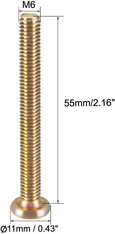 uxcell M6x55mm Furniture Screw - Hex Socket Machine Screws Zinc Plated Fasteners Bolts Full Thread (10Pcs)