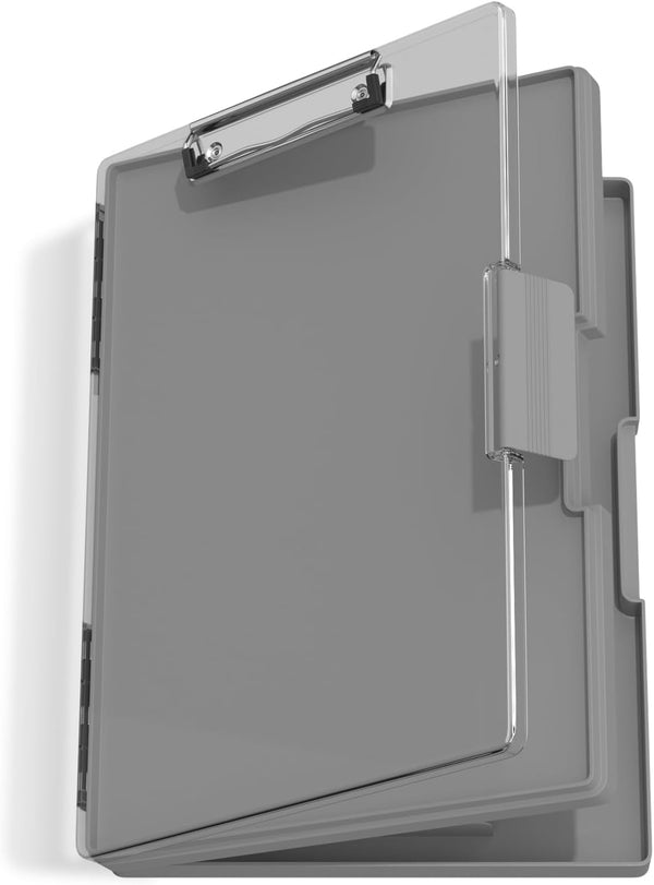 Hongri 8.5 x 11 Clipboard with Storage, Heavy Duty Nursing Clipboards with Dual Compartment Storage Box (Grey)