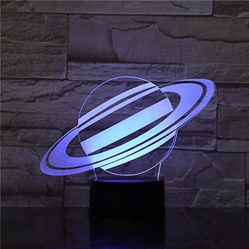 MOUDOAUER 3D 7 Planet Saturn Acrylic Night Light Color Change LED Desk Lamp Touch Decor US