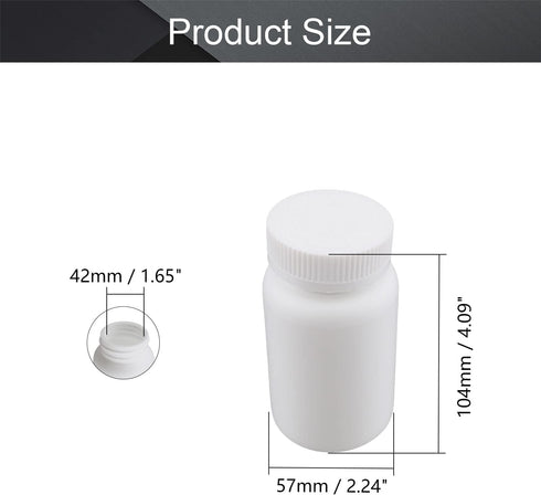 Othmro PE Plastic Lab Chemical Reagent Bottles 2pcs, 200ml/6.8oz Wide Mouth 42mmID Round Sample Liquid Storage Container Sealing Bottles White with Cap by Othmro