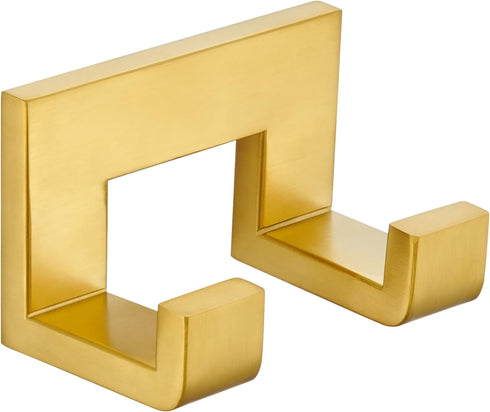 APLusee Brushed Gold Bath Robe Hook, 304 Stainless Steel Double L Shape Coat Hanger, Bathroom Home Accessories
