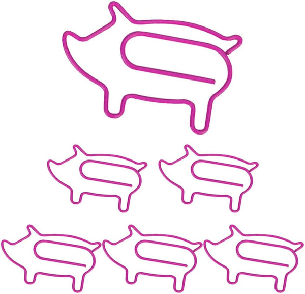Muka 100 PCS Piggy Paper Clips, Cute Animal Shaped Paper Clips for Office Supplies, 1 1/2"L x 1"W