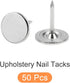 Upholstery Nail Tacks - 50Pcs Iron Flat Head Push Pins for Home Kitchen Furniture Construction, Silver Tone