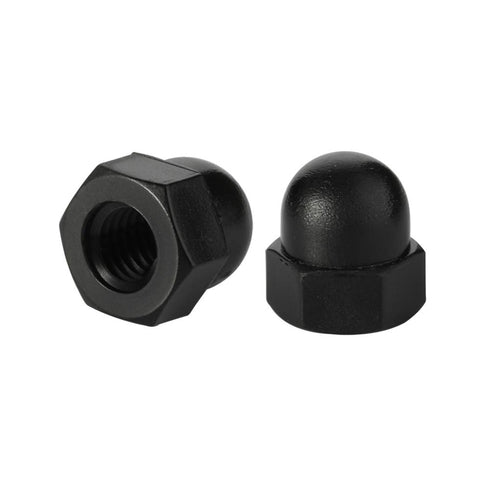 M8-1.25 Acorn Nuts, Nylon Hex Cap Nut Inner Threaded Protection Cover, Black, Quantity 25