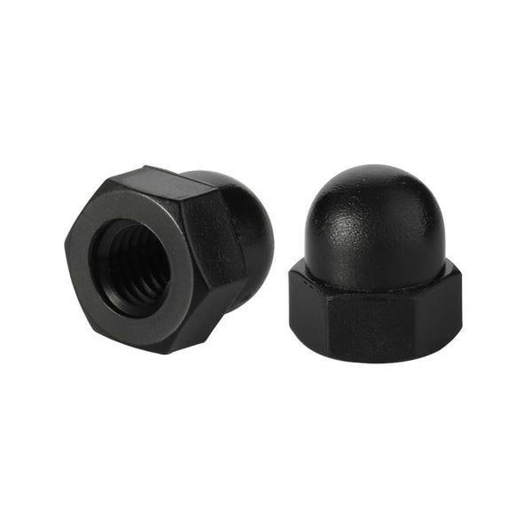 M8-1.25 Acorn Nuts, Nylon Hex Cap Nut Inner Threaded Protection Cover, Black, Quantity 25