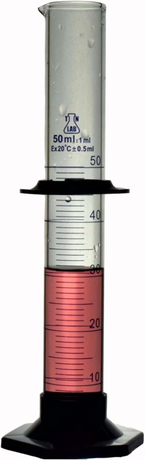 TN Lab Graduated Measuring Cylinder 50ml Borosilicate Glass with Plastic Base