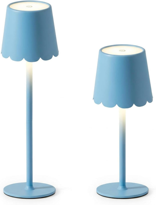 Pickmesh 1 Pack Scalloped Edge Cordless Table Lamp 3 Color Dimmable LED