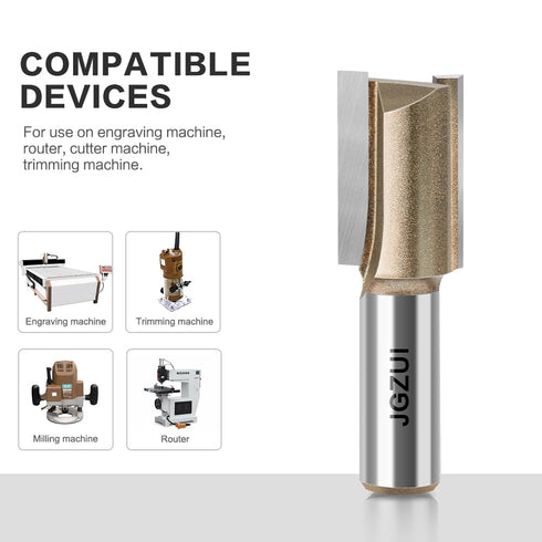 JGZUI Set 1/2" 0.87inch, Router Bit for Woodworking, Shank,Slotted Diameter Straight Flush Trim Bits, Professional