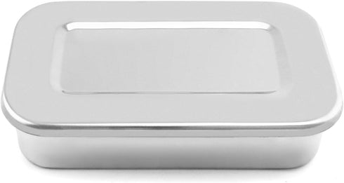 4 Pack 8 Inch QWORK Stainless Steel Instrument Tray with Lid, Metal Box for Lab, Tattoo & Esthetician Supplies
