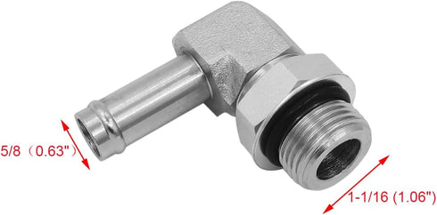 (2-PACK) 4601-10-12-NWO Hydraulic Adapter Fitting 5/8" Hose Barb × 3/4" Male (1-1/16"-12) Adjustable O-Ring Boss 90°Pipe Joints Elbow Carbon Steel by BEITERSTOE