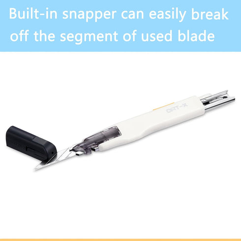 Utility Knife, DAT Series-X Portable Box Cutter with Fine Point Arts and Crafts Blade, 10 Blade Pieces (White)