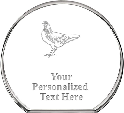 Crown Awards Chicken Standing Circle Paperweight, Custom Engraved Chicken Crystal Paperweight Gift