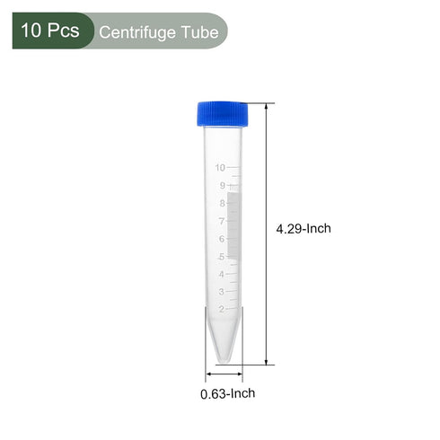 YOKIVE Pack of 10 Plastic Centrifuge Tube, Laboratory Tube with Conical Bottom | Identify Fill Level, Great for Molecular Biology (Blue, 10ml)