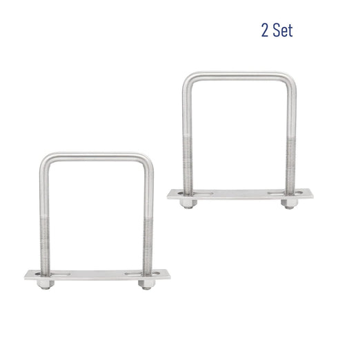 2 Sets 304 Stainless Steel Square U-Bolts with M10 Nuts, Accessories for Automobiles Trailer and Boat Trailer