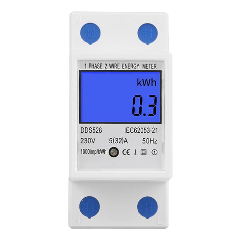 Single Phase Energy Meter 230VAC LCD KWH Electric Meter 5-32A for Electricity Usage Monitoring