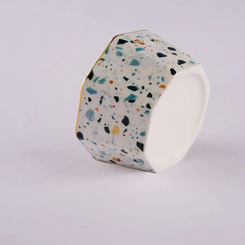 Paper Clip Holder Ceramic, Geometric Paperclips Holders Dispenser, Cute Terrazzo Marble Organizer for Desk