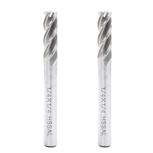 AUTOTOOLHOME 1/4 inch HSS 4 Flutes End Mills Milling Cutter End Drill Bit Straight Shank Pack of 2 CNC Milling Drill
