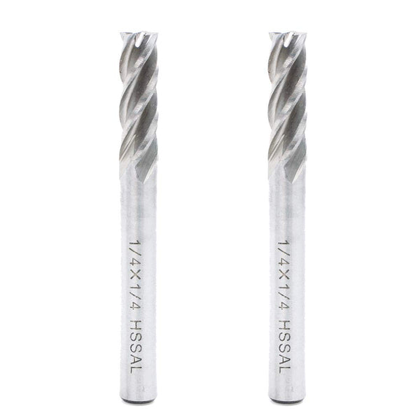 AUTOTOOLHOME 1/4 inch HSS 4 Flutes End Mills Milling Cutter End Drill Bit Straight Shank Pack of 2 CNC Milling Drill