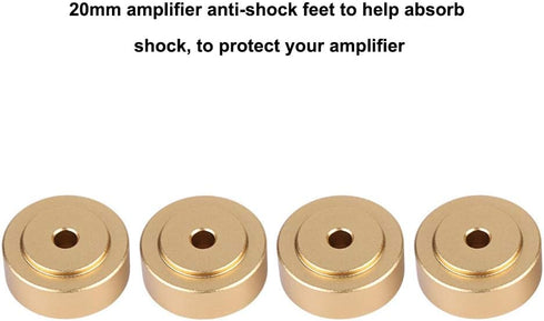 Aluminum Alloy Anti Vibration Amplifier Feet, 4PCS Shock Absorber Pads for Speakers (20 * 8mm, Gold)