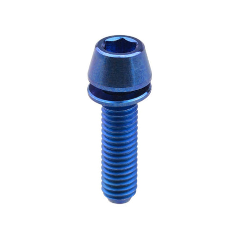 Titanium Ti Allen Hex M5x16 Tapered Head Bolt with Washer - Pack of 6 (Blue, M5x18mm) for Bicycle Stem Parts