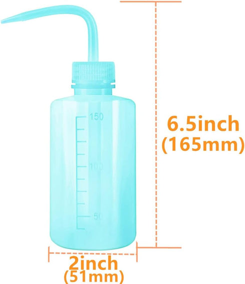 2pcs 150ml 5Oz Wash Bottle Blue Narrow Mouth Squeeze Bottle Medical Lab Plastic Safety Squeeze Bottle No Spill Bend Mouth Watering Cans