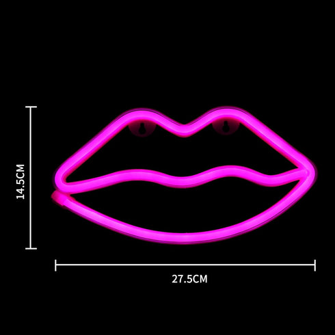 Pink Lips Neon Sign Night Lights for Bedroom LED Pink Wall Sign Party Girls Baby Kids Children Gifts Home Lips Neon