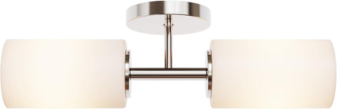 2-Light Tawson Talos Wall Sconce Light in Brushed Nickel with Satin Etched Glass Shade for Hallway, Entryway, Passway