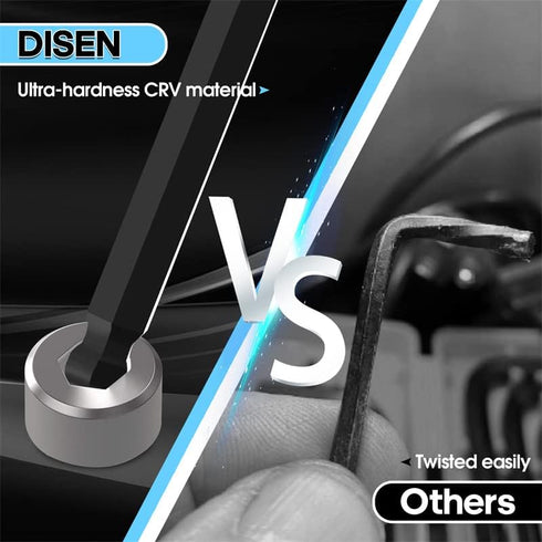 DISEN 9 Pieces Torx Star Allen Wrench Set, Long Arm Star Key Set T10-T50 in Chrome Vanadium Steel
