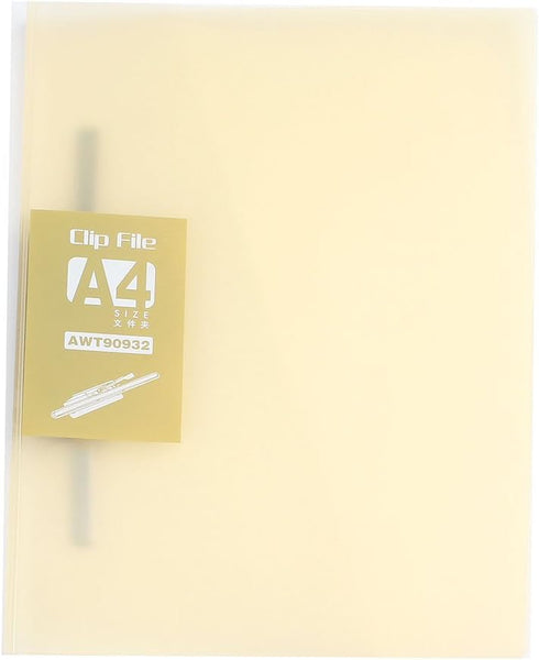 Uxcell Metal Clip Plastic Document File Folder for A4 Papers - Clear Yellow