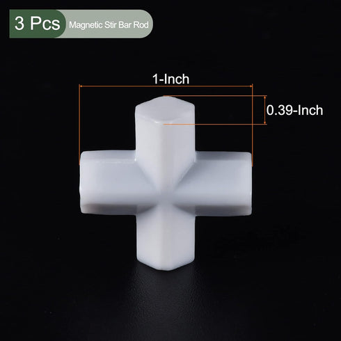 YOKIVE 3 Pcs Magnetic Stir Bar, PTFE Coated Cross Type Stirrer | Great for Lab Liquid Solution Stirring Mixing Spinning(White, 1-Inch)