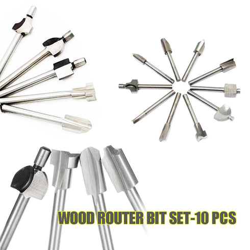 Router Bit 1/8 Inch Shank Wood Carving Router Bit Set, Rotary Tools Bits for Wood Carving, DIY Handcraft, Woodworking Carpentry Work-10 PCS