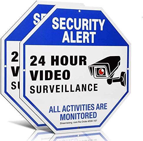 sheenwang 2-Pack Security Camera Sign, Video Surveillance Signs Outdoor, UV Printed 40 Mil