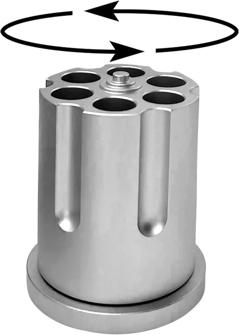 Rotating Revolver Gun Cylinder Pen Holder - Aluminum Non-Slip Desk Holder for Men's Birthday, Office Decoration