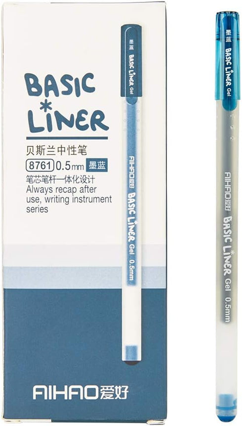 czxwyst 8761 Basic Liner Gel Ink Pens, 0.5mm Fine Point (Blue-Black Color 12-Pack)