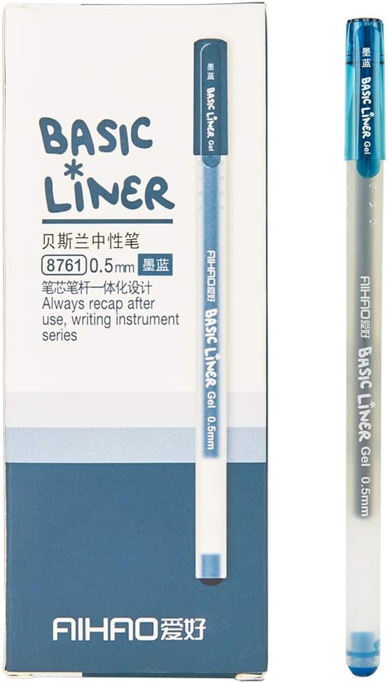 czxwyst 8761 Basic Liner Gel Ink Pens, 0.5mm Fine Point (Blue-Black Color 12-Pack)