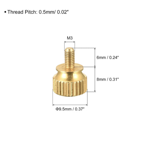 uxcell 10Pcs Knurled Thumb Screws, M3x6mm Brass Shoulder Bolts Stepped Grip Knobs Fasteners for PC, Electronic, Mechanical
