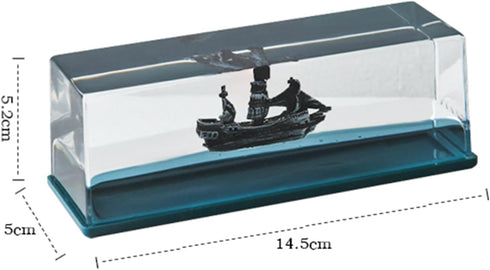 XEXBMNA Unsinkable Black Pearl Pirate Wavey Boat Toy Model Desk Acrylic Paperweight Liquid Wave Decorations for Car