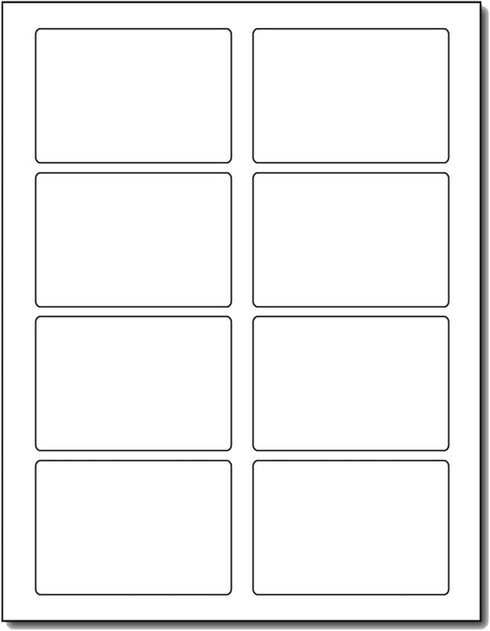 Blank Printable Adhesive Name Tag Stickers, 3 3/8" x 2 1/3" - Inkjet/Laser Compatible (8 per Sheet) 10 Sheets - 80
