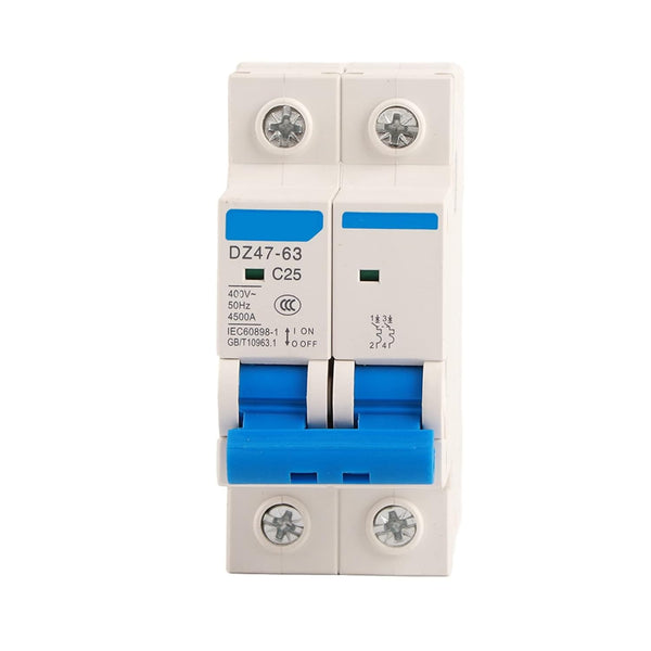 YWBL-WH Miniature Circuit Breaker DZ47-63, 2P 400V AC, Leakage Air Switch 25A 40A 50A 63A (25A)