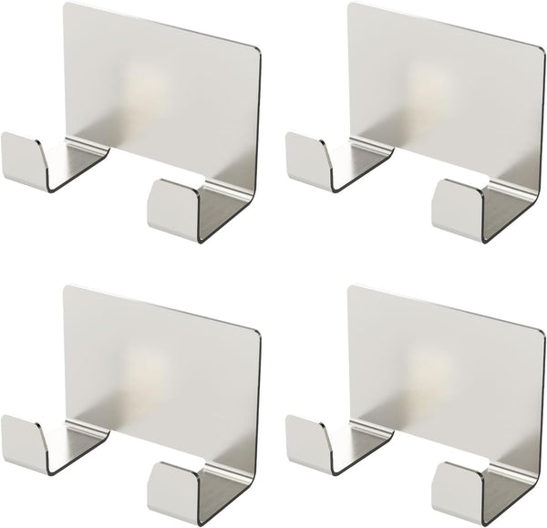 4 Pack Stainless Steel Shower Hooks Razor Holder, Ideal for Loofah, Towel, Coat - Perfect Bathroom Hooks